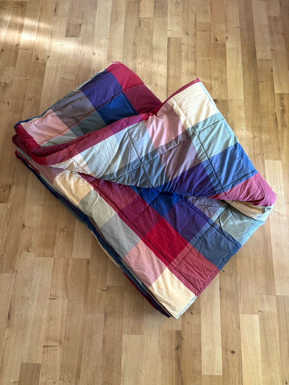 Twin Size LL Bean Checkered Comforter 100% Shell 100% Polyester Filling GUC